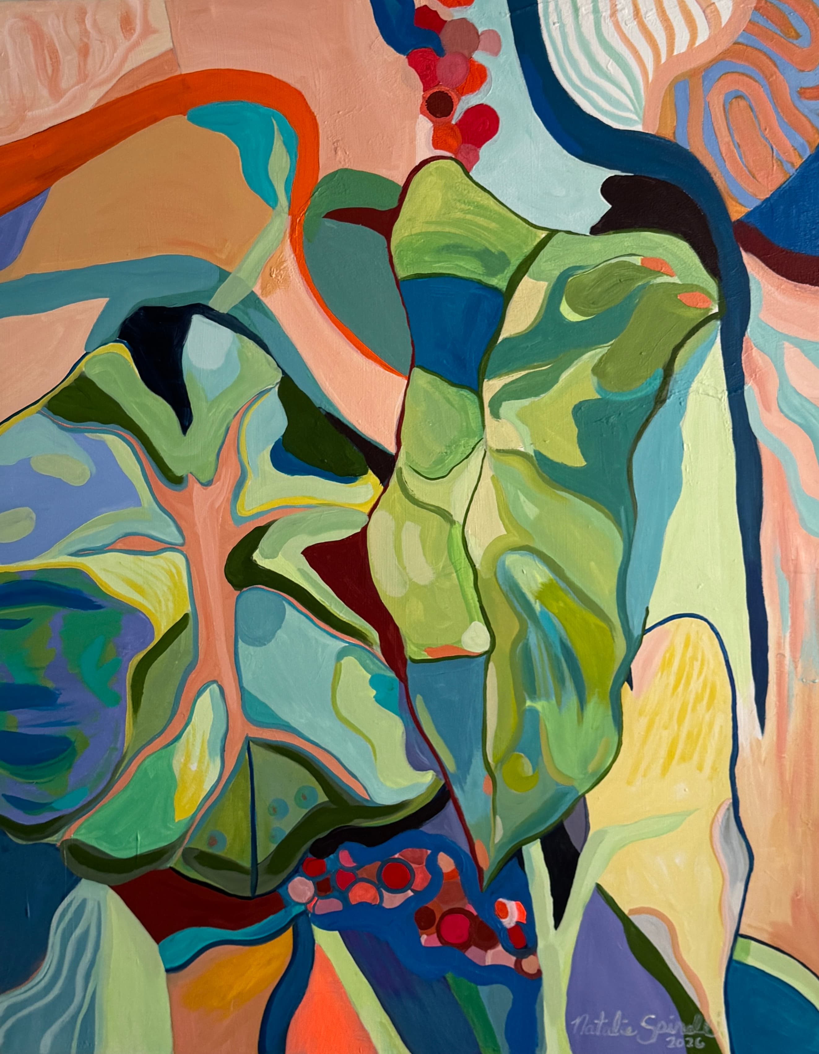 Root Song — contemporary botanical painting by Natalie Spinelli