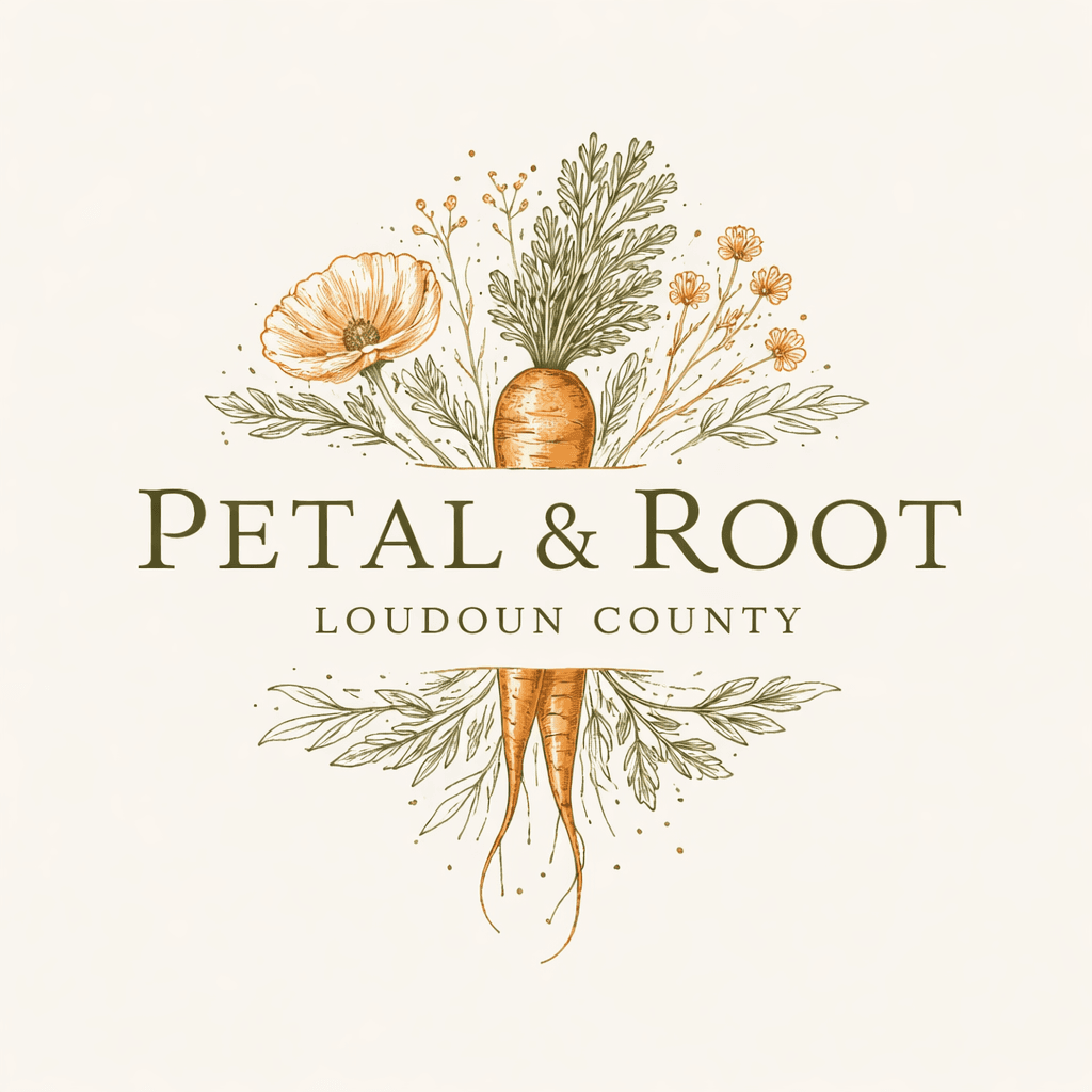 Petal & Root — botanical logo design by Natalie Spinelli for Loudoun County