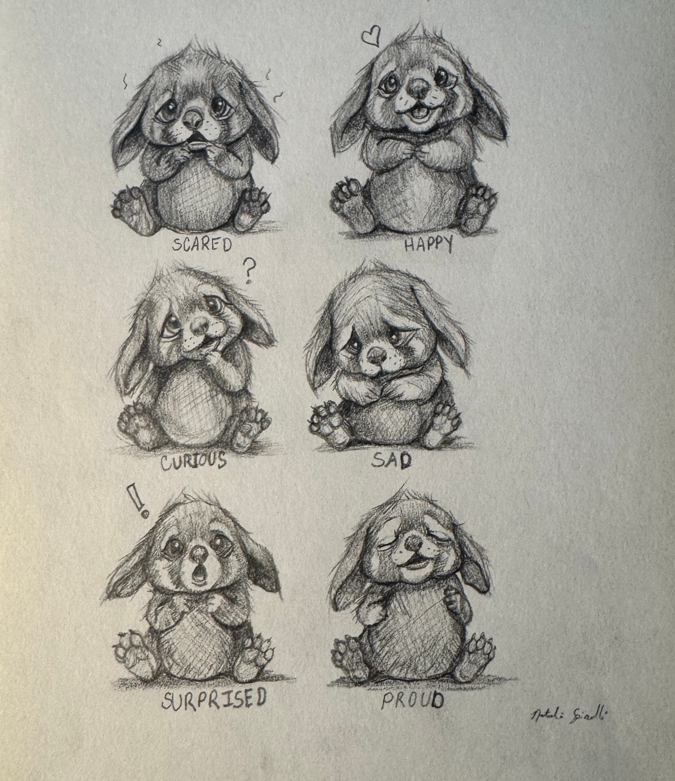 Happy Emotion Study — graphite sketch by Natalie Spinelli