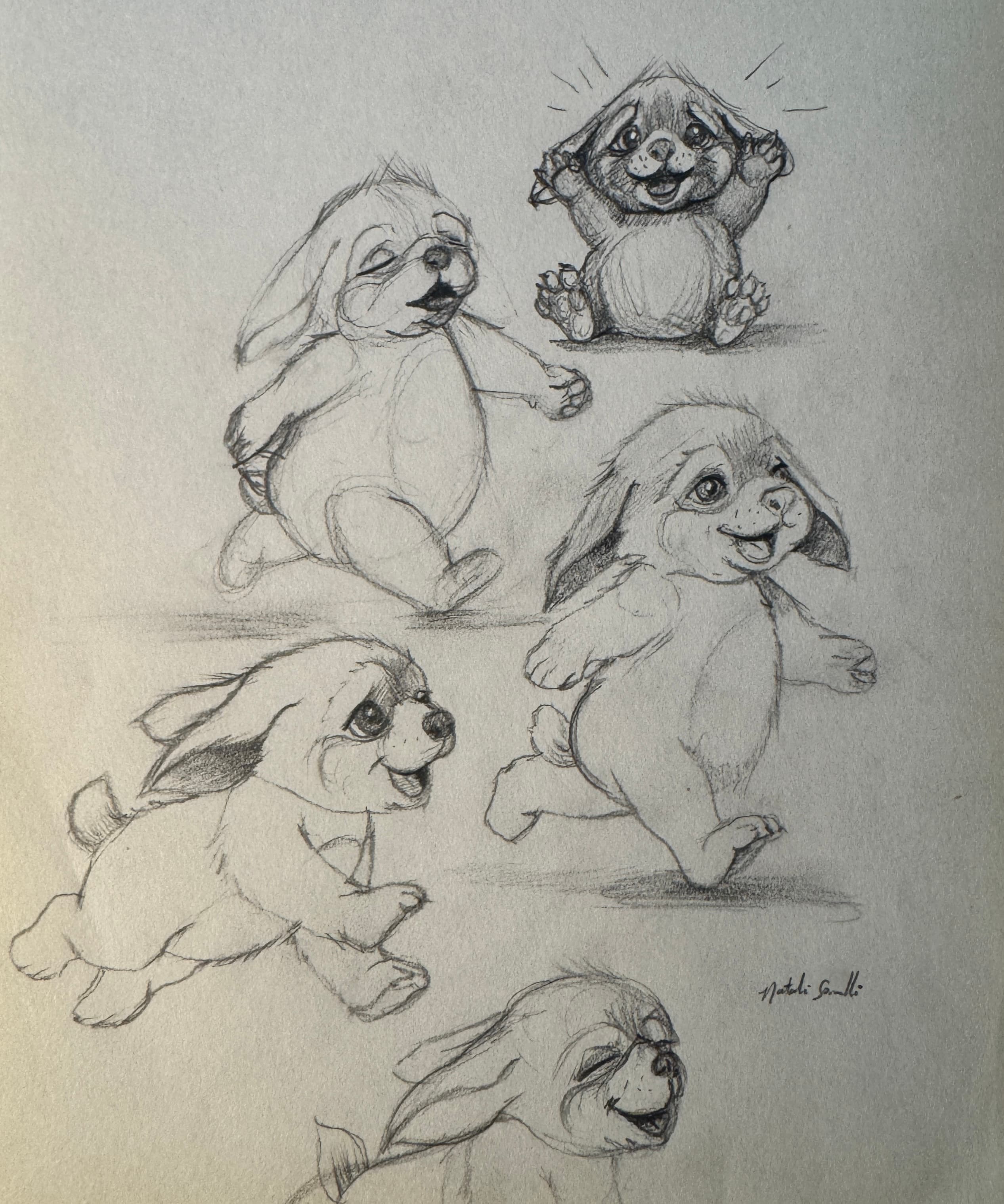 Happy Movement Study — graphite sketch by Natalie Spinelli